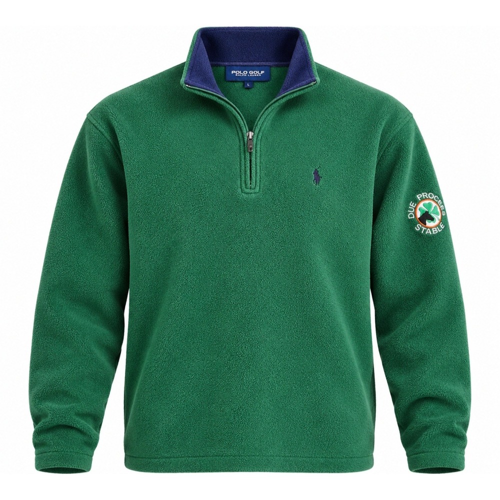 Polo Golf Ralph Lauren Green Fleece Quarter Zip Due Process Stable Equestrian M
